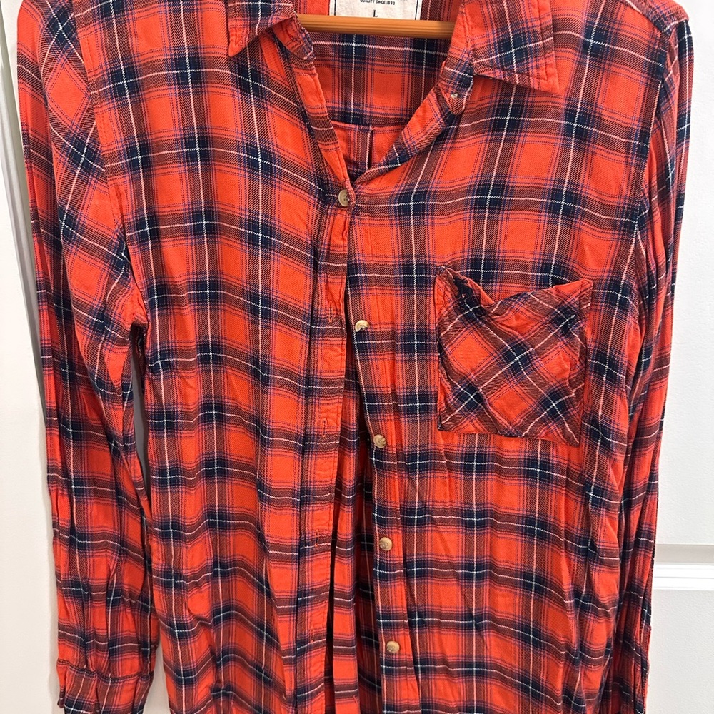 Abercrombie & Fitch Red and Blue Plaid Button-Down Shirt
